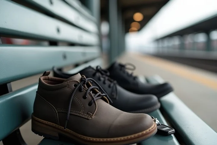 A pair of walking shoes, sturdy driving shoes, car keys